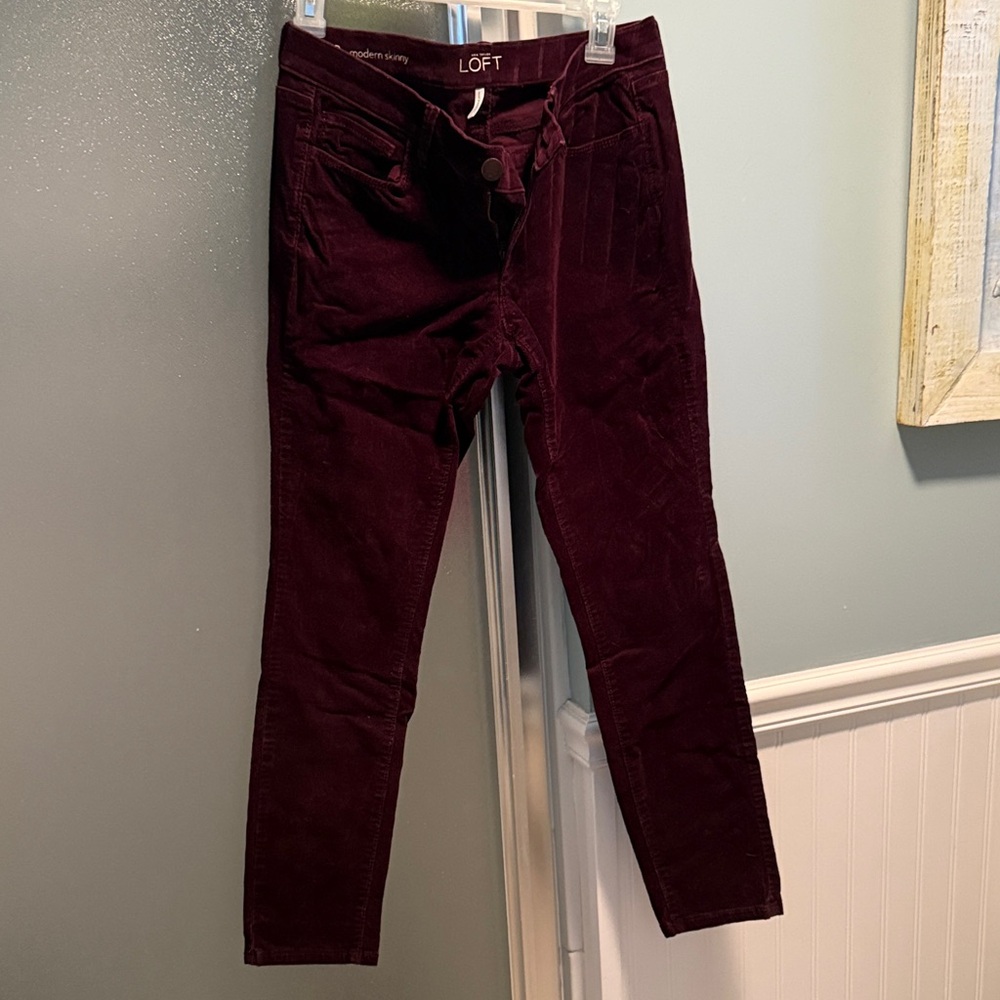 LOFT Deep Burgundy Corduroy Pants